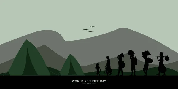 Παγκόσμια Ημέρα Προσφύγων Ιουνίου Διάνυσμα Διεθνής Ημέρα Μετανάστευσης Έννοια Υπόβαθρο — Διανυσματικό Αρχείο