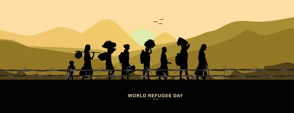 Weltflüchtlingstag Juni Vektor Hintergrund Des Konzepts Internationaler Einwanderungstag Flüchtlingstag Flache — Stockvektor