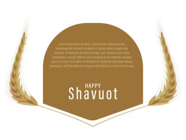 Yahudi bayramı Shavuot için vektör illüstrasyonu. Mutlu Shavuot Posteri. Buğday Kulağı Yaprağı.