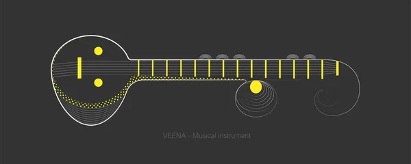 Vector Illustration Veena Musical Instrument Vasant Panchami Basant Panchami Saraswati — Vector de stock