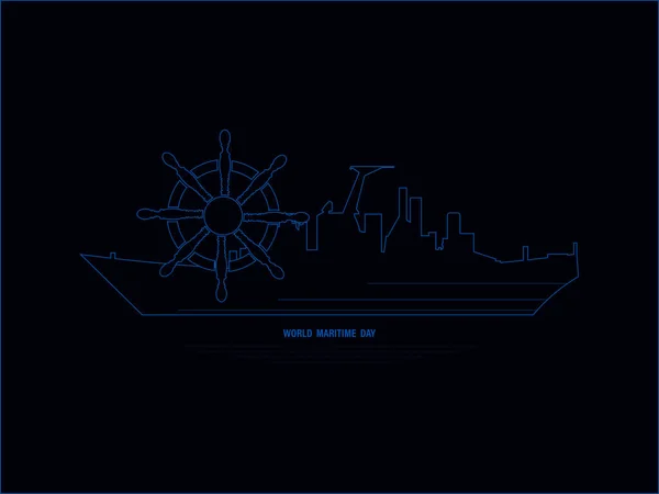 Vector Illustration National Maritime Day Symbol Wheel Abstract Design Background — Vector de stock