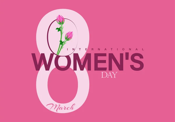 Vector Illustration International Women Day Flyer March Pink Flowers — Stock Vector