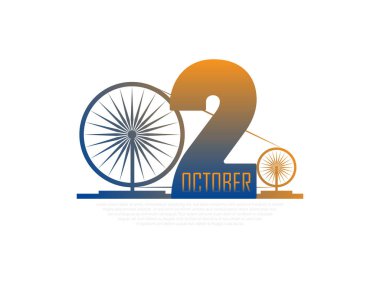 2 October concept for Gandhi Jayanti. Ashoka Chakra is used in charkha.