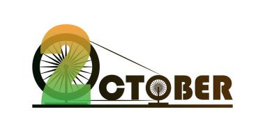 2 October concept for Gandhi Jayanti. Ashoka Chakra is used in charkha.