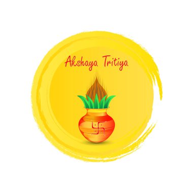 Akshaya Tritiya Hintçe yazı tipi ile yazılmış. El yazısıyla yazılmış mesaj. Mutlu Akshaya Tritiya, insanların altın mücevher illüstrasyonu satın aldığı bir Hint festivali..