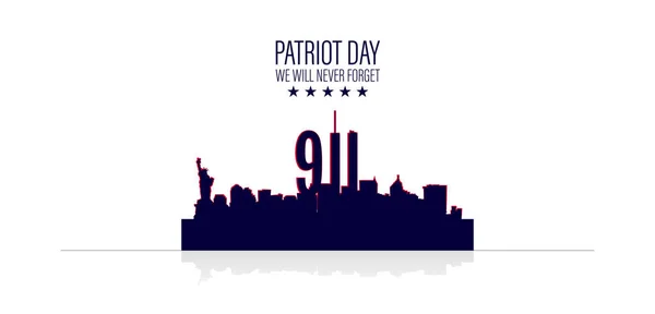 Vector Illustration 911 Patriot Day New York City Skyline Twin — Stockvektor