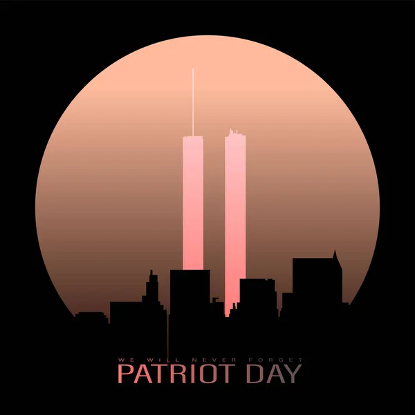 Vector Illustration 911 Patriot Day New York City Skyline Twin — Wektor stockowy