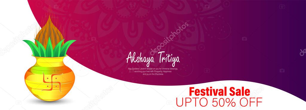 Akshaya Tritiya written in Hindi font. Hand written text. Happy Akshaya Tritiya an Indian festival where people buy Gold jewellery vector illustration.