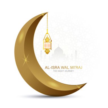 Al-Isra wal Mi 'raj, Gece Yolculuğu' nun iki bölümü demek. Al-Isra wal Mi 'raj' ın Vektör İllüstrasyonu