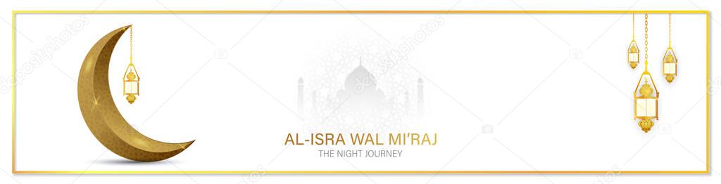 Al-Isra wal Mi'raj  means the two parts of a Night Journey. Vector Illustration of Al-Isra wal Mi'raj