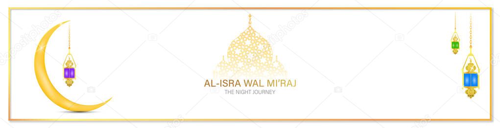 Al-Isra wal Mi'raj  means the two parts of a Night Journey. Vector Illustration of Al-Isra wal Mi'raj