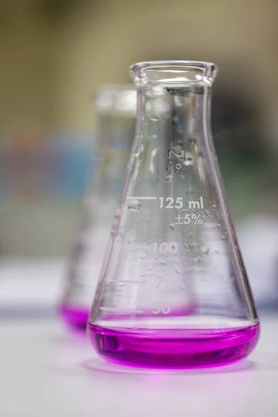 Scientist Working Titration Technique Laboratory — стоковое фото