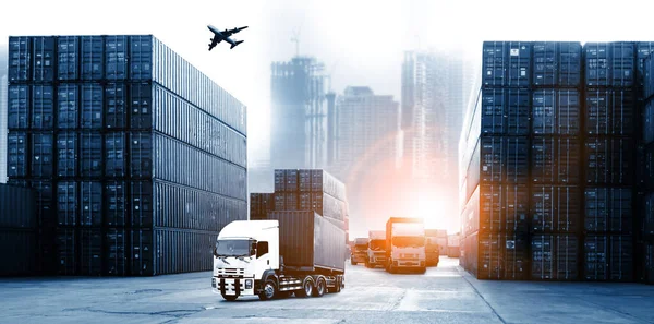 Logistics Φόντο Μπλε Τόνος Για Τις Επιχειρήσεις Παράδοσης Βιομηχανία Transportion — Φωτογραφία Αρχείου