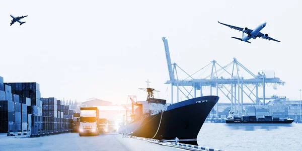 Logistica Mondiale Distribuzione Della Rete Logistica Sfondo Logistica Container Industriale — Foto Stock