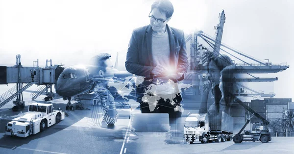 Lojistik geçmişi olan iş ekibi toplantısı 