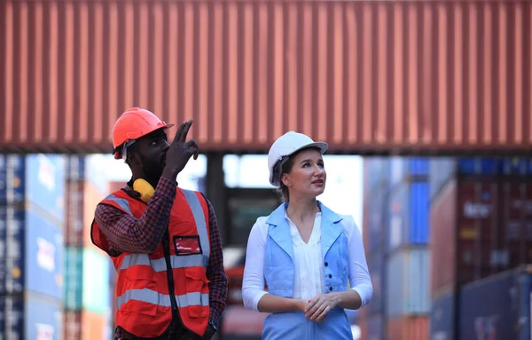 Equipo Personas Trabajador Capataz Motor Astillero Concepto Transporte Logística — Foto de Stock