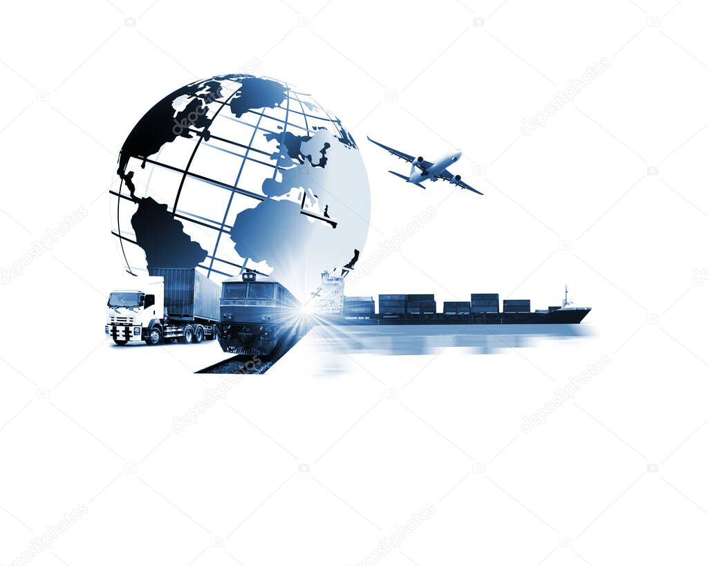 Logistics and transportation of world Container Cargo ship logistic import export and transport industry background