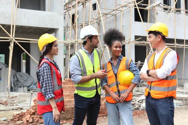 engineering team or worker team they are working at construction site