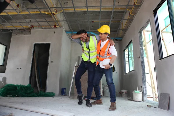 Engineering Team Worker Team Working Construction Site Accident — Stock Photo, Image