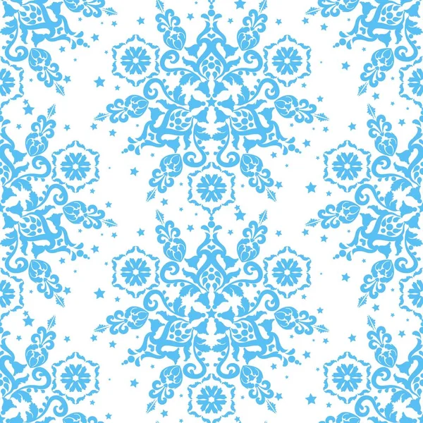 Ornement bleu sur fond blanc vecteur sans couture — Image vectorielle