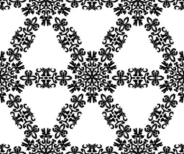 Beyaz üzerine siyah yuvarlak süs deseni 