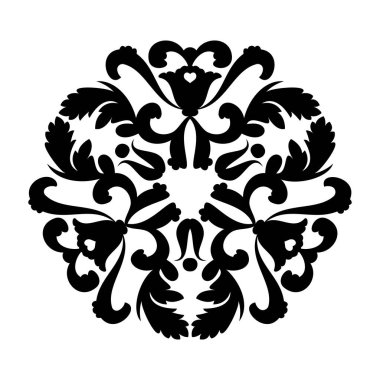 Beyaz üzerine siyah renkli vektör dairesel mandala süsü