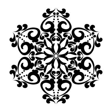 Çiçek vektörü mandala, siyah renkte. 