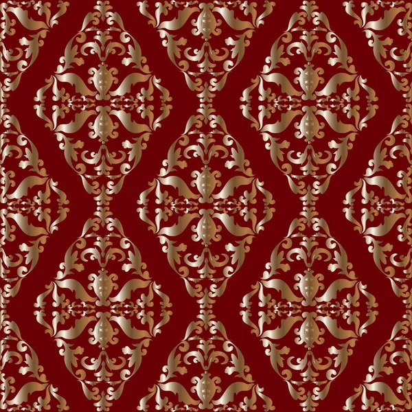 Guld viktorianska mönster på röd bakgrund. — Stock vektor