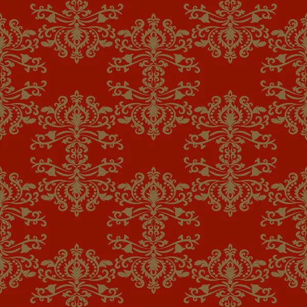 Guld vintage mönster på röd bakgrund — Stock vektor