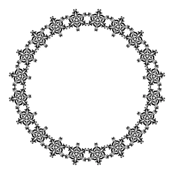 Black and white vector round pattern. Frame. — Stockvektor