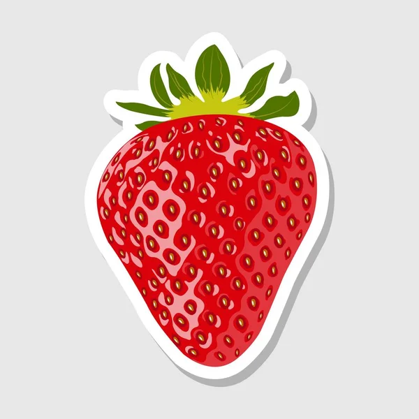 Flache Sticker mit roten Erdbeeren. — Stockvektor