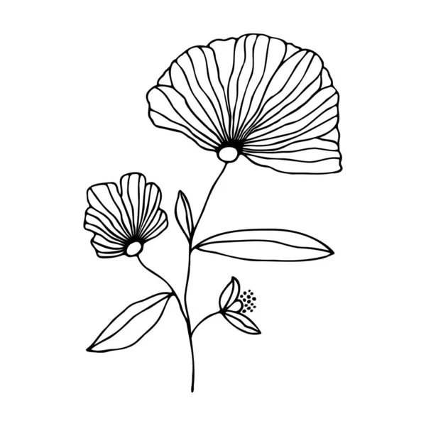 Фантастический набросок черного ручного цветка — стоковый вектор