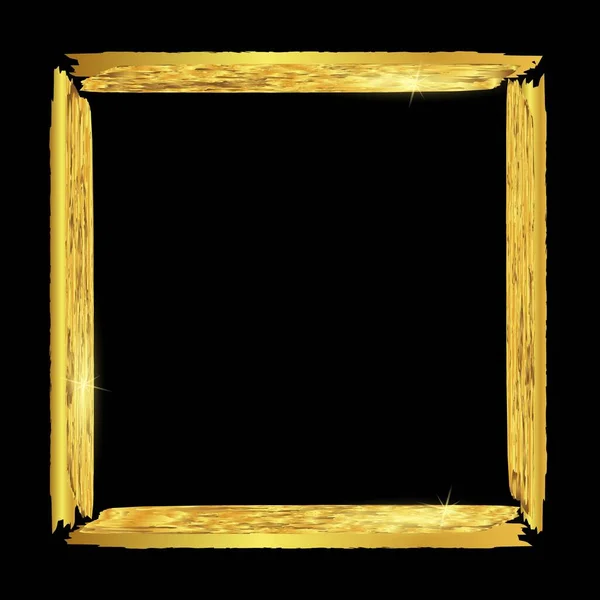Square golden frame on black background. — Stock Vector