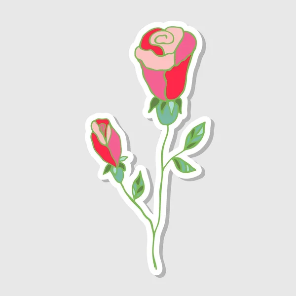 Иллюстрация розовой розы. Наклейки — стоковый вектор