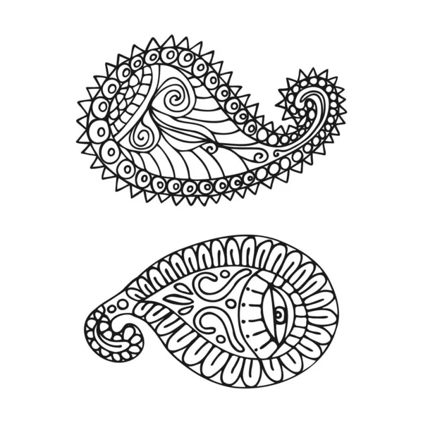 Éléments de motif paisley dessinés à la main — Image vectorielle