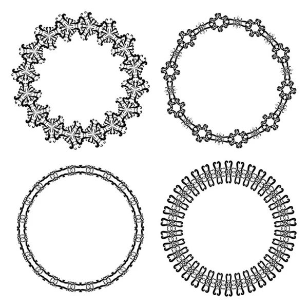 Набор круглых векторных узорчатых границ. — стоковый вектор