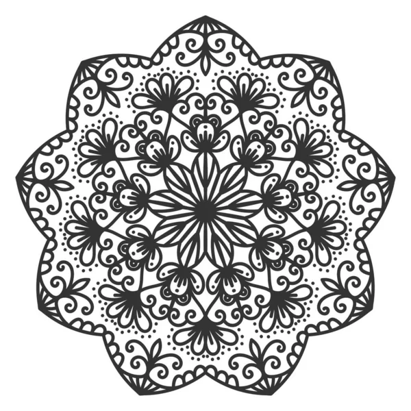 Круглая Цветочная Мандала Круглый Орнамент Восточном Стиле Татуировка Хенны Менди — стоковый вектор