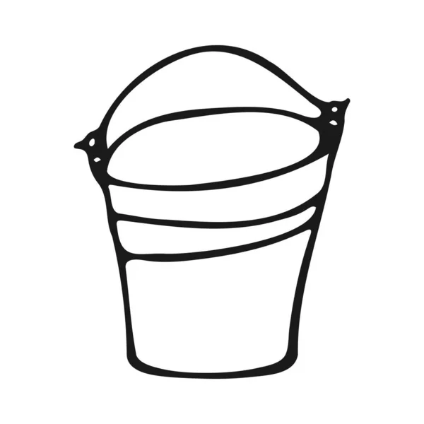 Bucket Doodle Style Bucket Home Garden Work Vector Illustration — Vetor de Stock