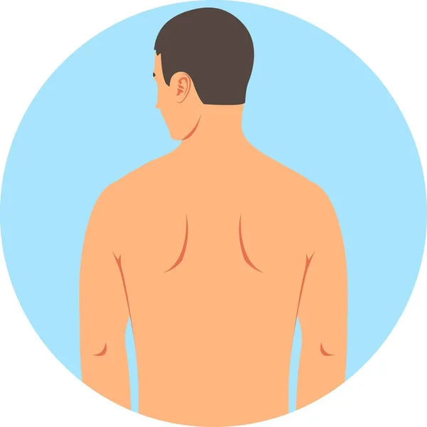 Young White Naked Man Stands His Back Silhouette Naked White — Vector de stock