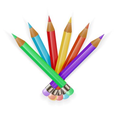 Set of colored pencils isolated on white background. Drawing tool. Back to school.Vector illustration.