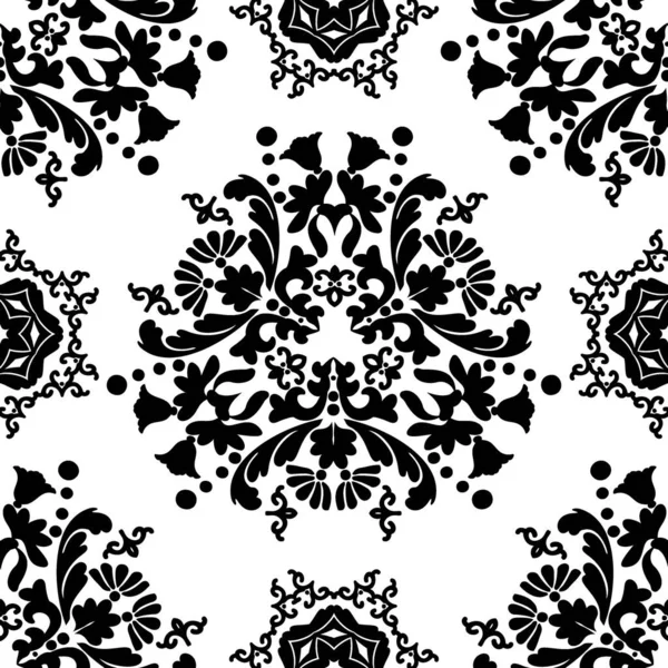 Abstracción Blanco Negro Con Patrón Floral Sobre Fondo Blanco Patrón — Vector de stock