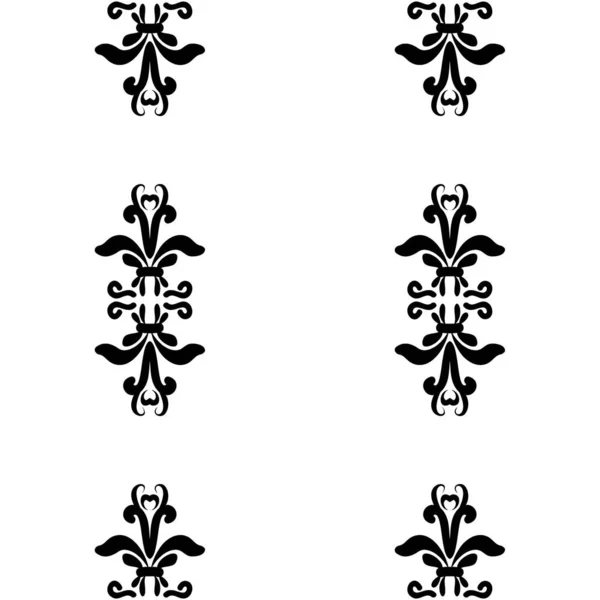 Schwarzes Vintage Muster Mit Wirbeln Auf Weißem Hintergrund Nahtlose Tapete — Stockvektor