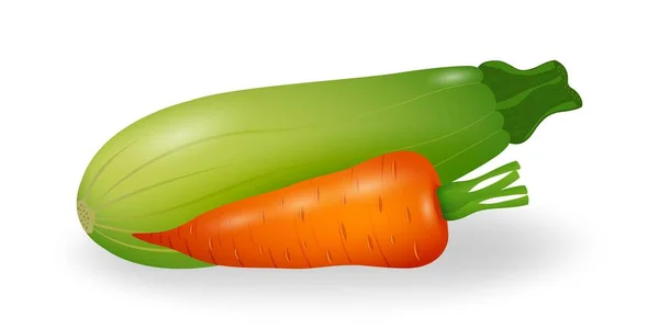 Carottes Fraîches Courgettes Légumes Isolés Sur Fond Blanc Jour Végétalien — Image vectorielle
