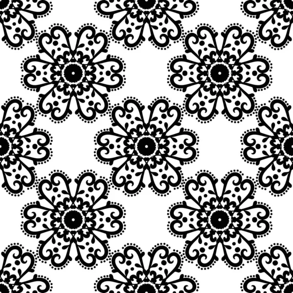 Patrón Sin Costura Floral Para Decoración Del Hogar Blanco Negro — Vector de stock