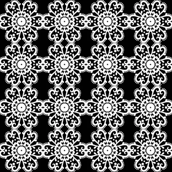 Adorno Floral Sin Costuras Blanco Negro Papel Pintado Vintage Patrón — Vector de stock