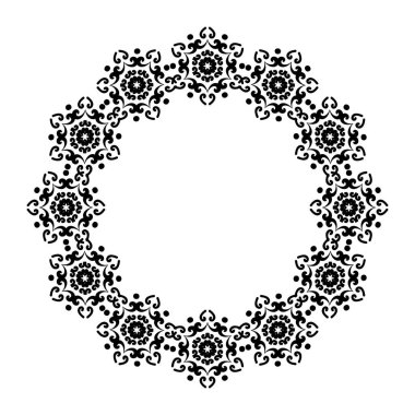 Yuvarlak çerçeve. Dekoratif çiçek sınırı. Dekoratif sınır. Kartların ve davetiyelerin dekorasyonu için süs. Vektör illüstrasyonu.