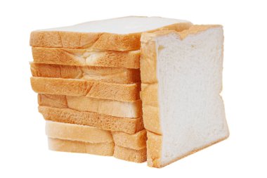 Beyaz arka planda izole edilmiş taze, lezzetli tam buğday ekmeği. Ekmek dilimi görüntüsü. kırpma yolu.