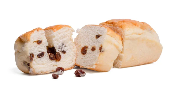 Isolated Raisin Bread Sliced Raisin Cinnamon Bread White Background Clipping — Photo