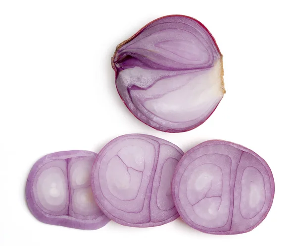 Isolated Set Onion Top View Fresh Purple Onion Shallot Cut — Photo