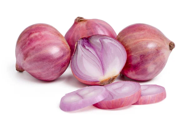 Isolated Onion Fresh Purple Onion Shallot Cut Slices White Background — Photo